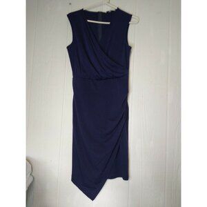 GRACE KARIN Womens Sz M Blue Sleeveless Wrap V Neck A-line Cocktail Party Dress